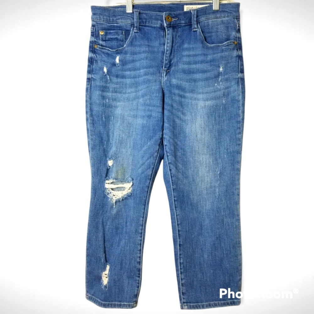 Pistola distressed denim cropped jeans size 30